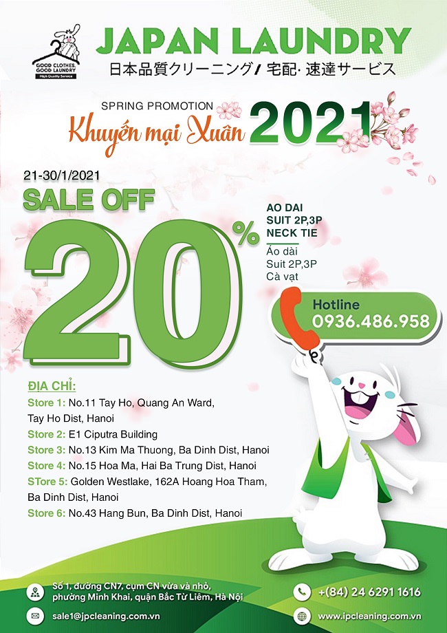 Japan Laundry khuyến mãi xuân 2021 – Sale off 20% Japan Laundry khuyến mãi xuân 2021 – Sale off 20%