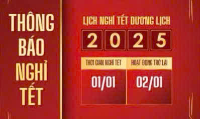THÔNG BÁO LỊCH NGHỈ TẾT ( DƯƠNG LỊCH ) THÔNG BÁO LỊCH NGHỈ TẾT ( DƯƠNG LỊCH )